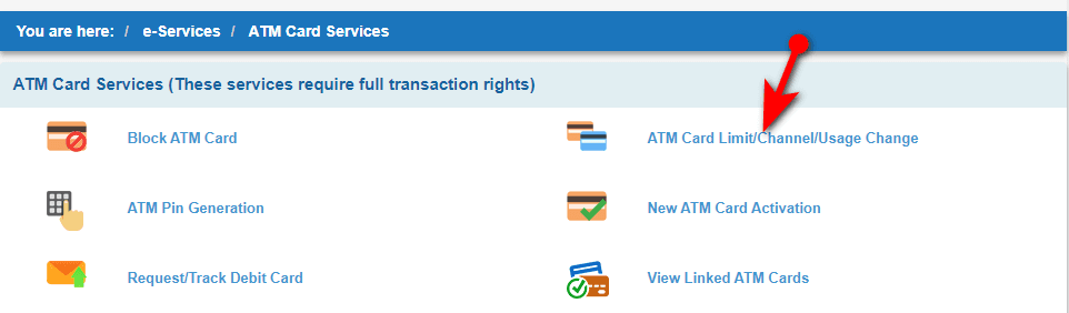 ATM Card Limit/Channel/Usage Change