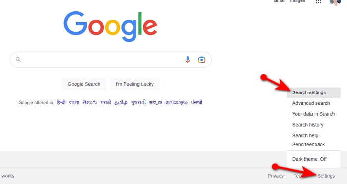 Search Settings