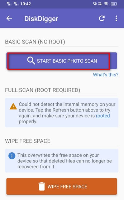 start basic photo scan