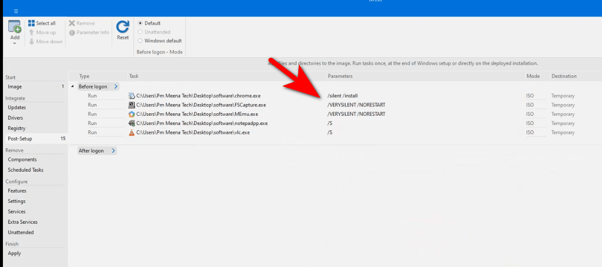 silent install command