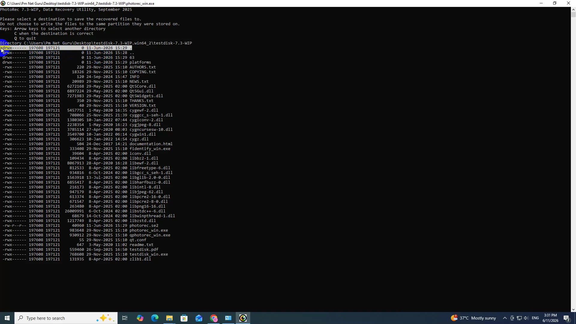 Data Recovery की Location Select करें